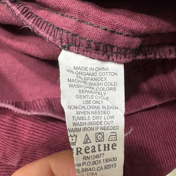 Prana Pants Womens 6 Short Inseam Burgundy Corduroy Straight Low Rise Y2K - Picture 14 of 14